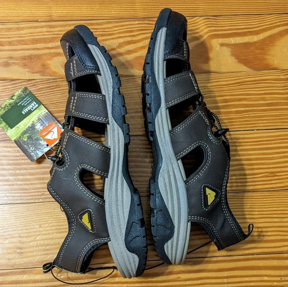 Ozark Trail Brown Men's Outdoor Shoes Round Toe Fisherman Sandals, Size 12,NEW